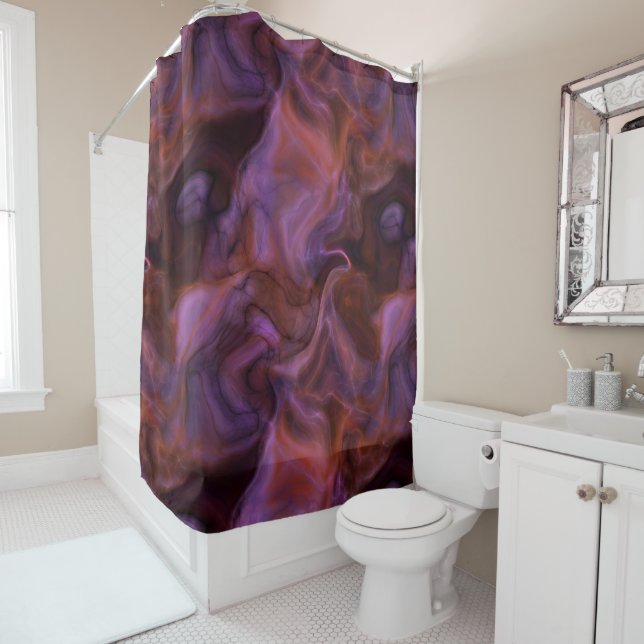 Rideaux De Douche marbre violet et orange abstrait (En situation)