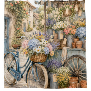 Rideaux De Douche Marché de fleurs Bloomcore à bicyclette