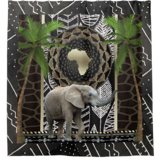 Rideaux De Douche Marche des éléphants africains