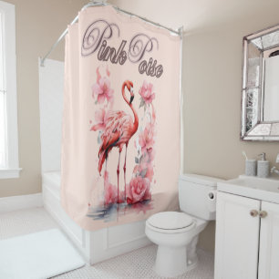 Rideaux De Douche Marche du Flamant rose gracieux Design rose et f
