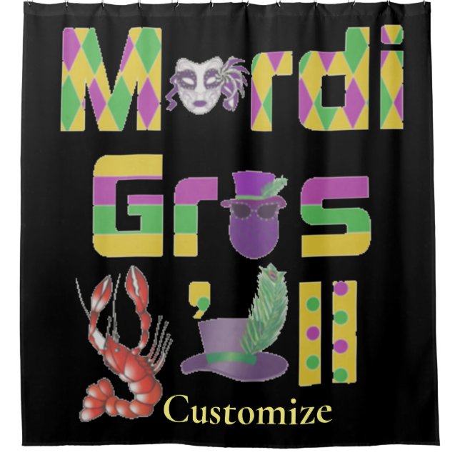 Rideaux De Douche Mardi Gras Y'all Thunder_Cove (Devant)