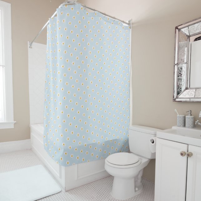 Rideaux De Douche marguerite blanche (En situation)