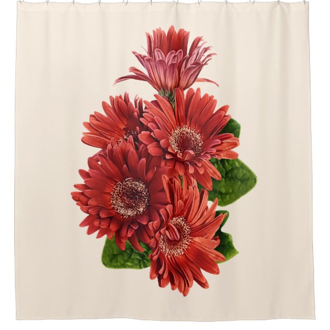Rideaux De Douche Marguerites Gerbera Rouges (Devant)