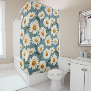 Rideaux De Douche Marguerites sur bleu
