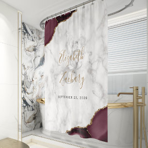 Rideaux De Douche Mariage élégant en agate de Bourgogne et marbre d'