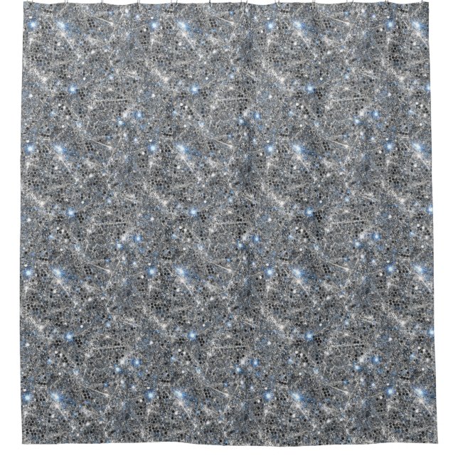 Rideaux De Douche Mariage Paillettes Argentées  (Devant)