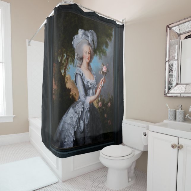Rideaux De Douche Marie Antoinette Avec Un Rose (En situation)