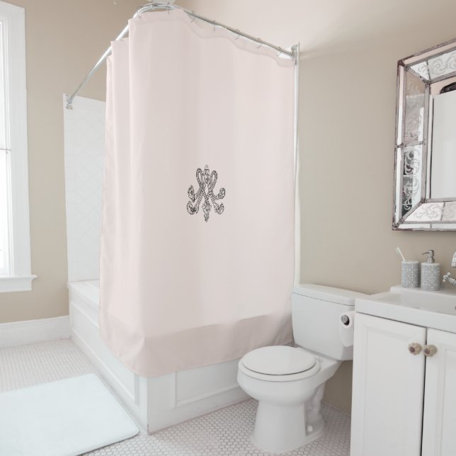 Rideaux De Douche Marie Antoinette monogramme Pâte à papier (En situation)