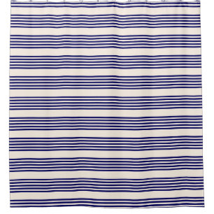 Rideaux De Douche Marine bleu et beige cinq bandes motif