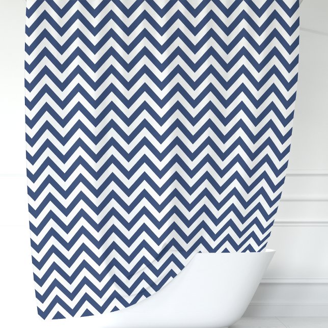 Rideaux De Douche Marine bleu et blanc Chevron (Créateur téléchargé)