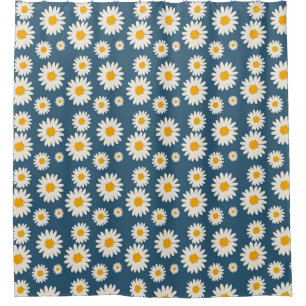 Rideaux De Douche Marine Daisy Floral Bohemian Botanical Motif