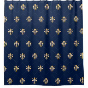 Rideaux De Douche Marine Motif de luxe Gold Fleur de Lis