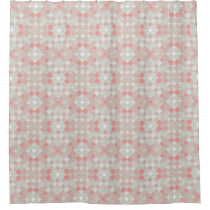 Rideaux De Douche Marocain Quatrefoil Motif Coral Peach Seafoam