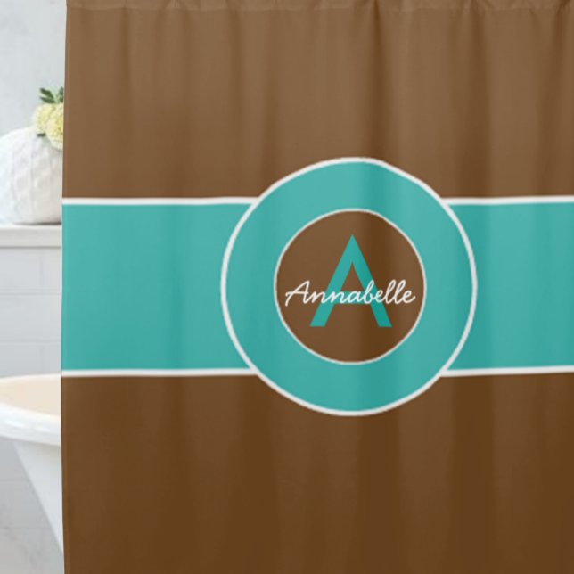 Rideaux De Douche Marron et Turquoise (Créateur téléchargé)