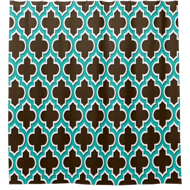 Rideaux De Douche Marron foncé sarcelle blanc XL marocain #4DS (Devant)