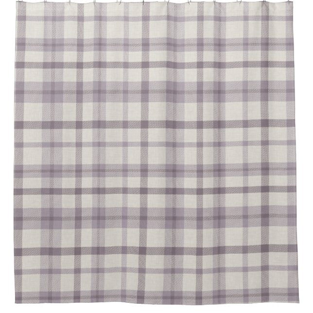 Rideaux De Douche Masculine Muted Purple Plaid w/ Linen Texture (Devant)