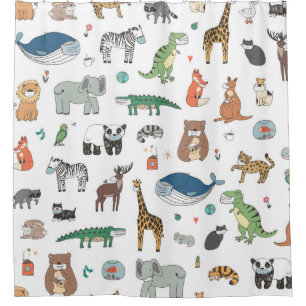 Rideaux De Douche Masque animal pour enfants, motif de virus.