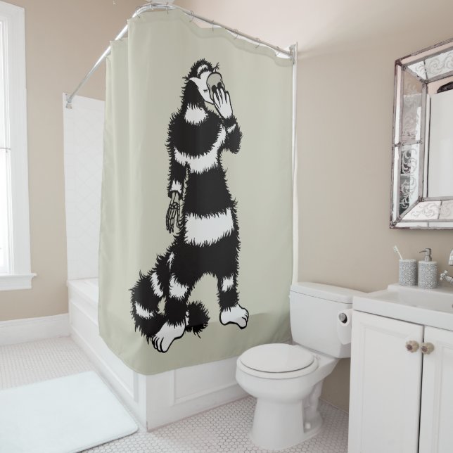 Rideaux De Douche Masque de crâne de chat bizarre gothique (En situation)