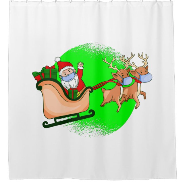 Rideaux De Douche masque facial covid santa claus rennes xmas (Devant)