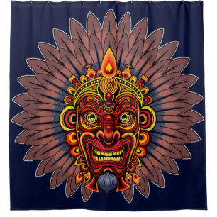 Rideaux De Douche Masque rituel du roi guerrier tribal