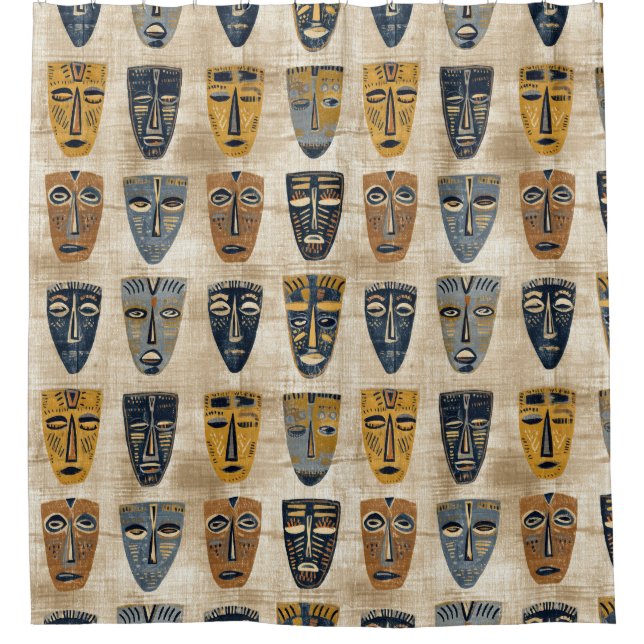 Rideaux De Douche Masque Tribal Motif Boho (Devant)