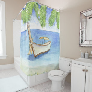 Rideaux De Douche Matin à Bali Aquarelle