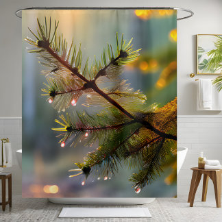 Rideaux De Douche Matin Pine Arbre D'Eau Baisse Simple Plaisir