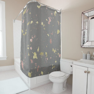 Rideaux De Douche Matte Gold et Rose Gold Flakes Warm Dark Grey