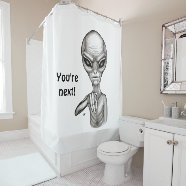 Rideaux De Douche Mauvais Alien, Tu es le prochain ! (En situation)