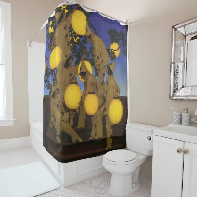 Rideaux De Douche Maxfield Parrish Les Porteuses de Lanternes 1908 V (En situation)