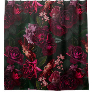 Rideaux De Douche Maximalisme Véritable Moody Florals Rose