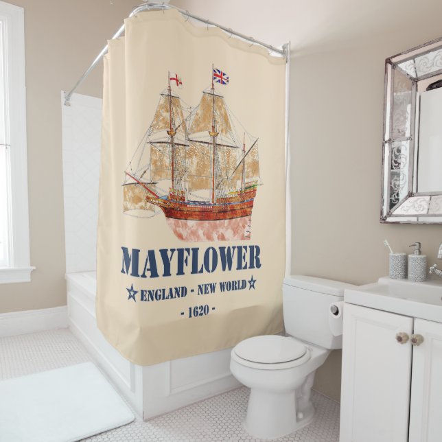 Rideaux De Douche Mayflower Tall Ship - Angleterre au Nouveau Monde  (En situation)