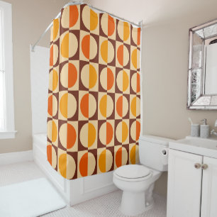Rideaux De Douche MCM demi-Carré géométrique rétro et Motif circulai