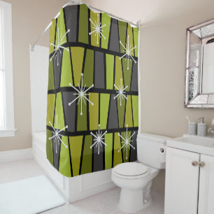 Rideaux De Douche MCM géométrique Vert olive Abstrait