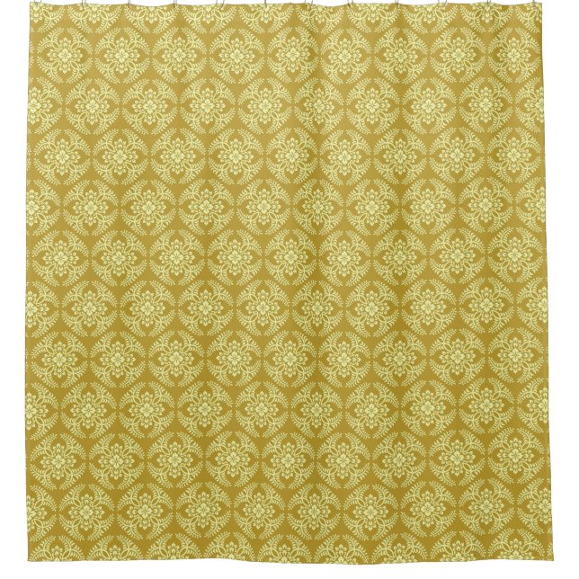 Rideaux De Douche Médaillon japonais Motif, Jaune de moutarde (Devant)