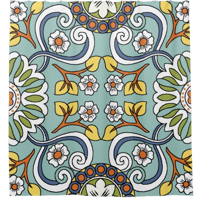 Rideaux De Douche Médaillon Turc style Motif Vintage (Devant)