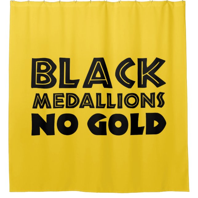 RIDEAUX DE DOUCHE MÉDALLIONS NOIRES PAS D'OR (Devant)