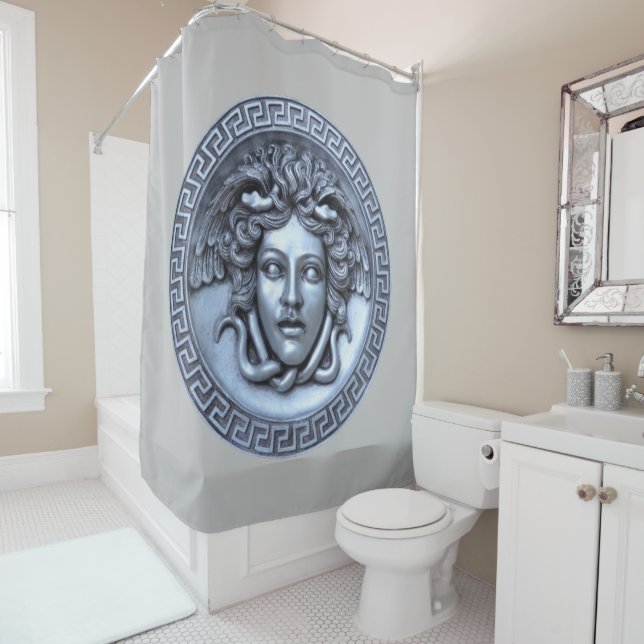 Rideaux De Douche Meduse grise argentée (En situation)