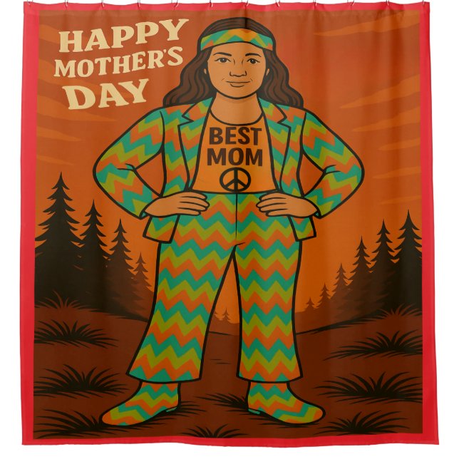 Rideaux De Douche Meilleure maman Hippie (Devant)
