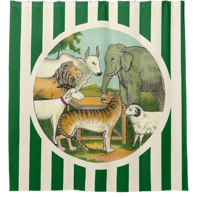 Rideaux De Douche Ménagerie d'animaux rayés (Devant)