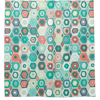 Rideaux De Douche menthe de corail de diamant hexa