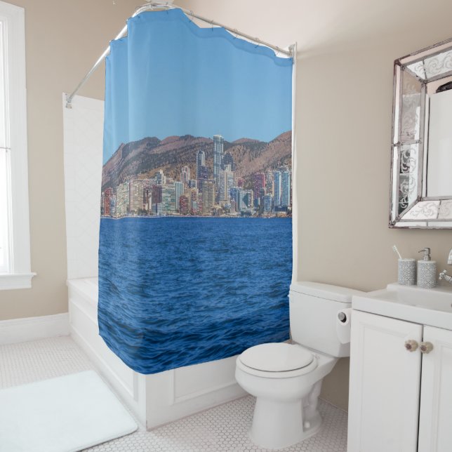 Rideaux De Douche Mer de Benidorm, de l'Espagne et ville (En situation)