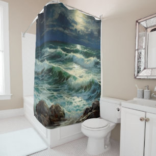 Rideaux De Douche Mer nocturne des vagues océaniques
