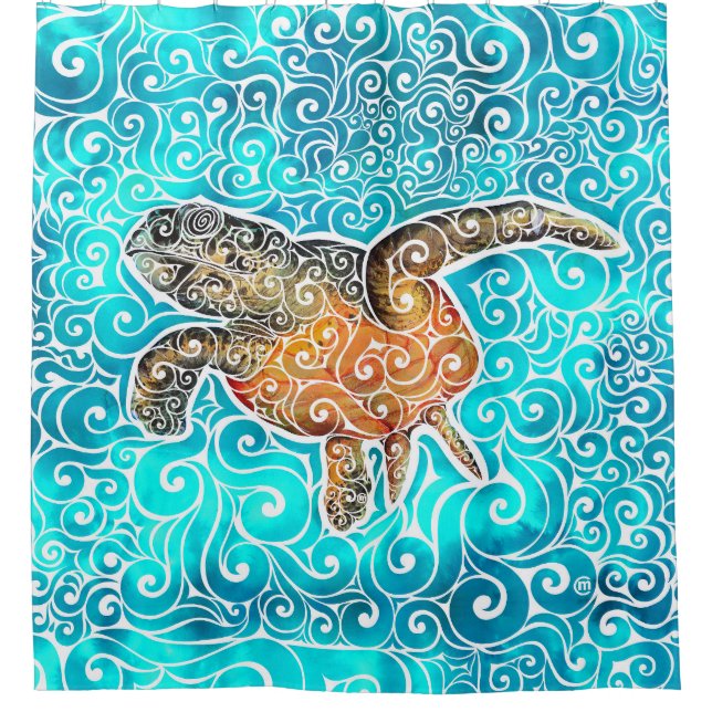 Rideaux De Douche Mer tourbillonnant (Devant)