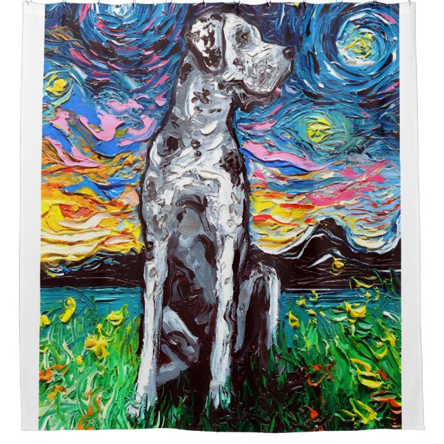 Rideaux De Douche Merle Great Dane Starry Night Impressionniste Chie (Devant)