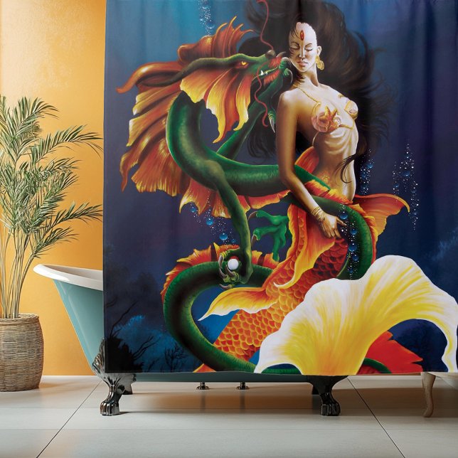 Rideaux De Douche Mermaid Koi Dragon Imaginaire (Créateur téléchargé)