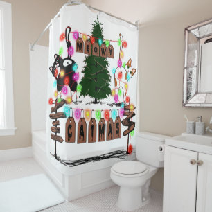 Rideaux De Douche MERRY CATMAS, Beau cadeau de Noël de chat, Chat X-