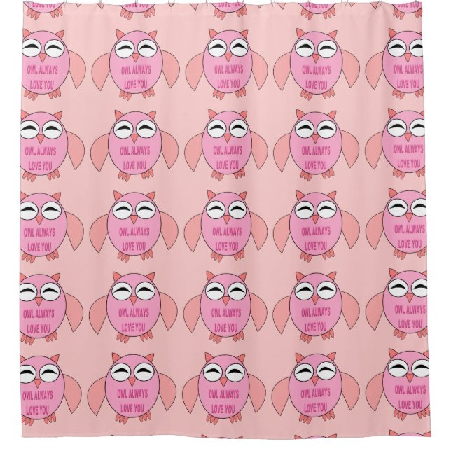 Rideaux De Douche Message d'amour mignon Chouette Chouette Douche Ri (Devant)