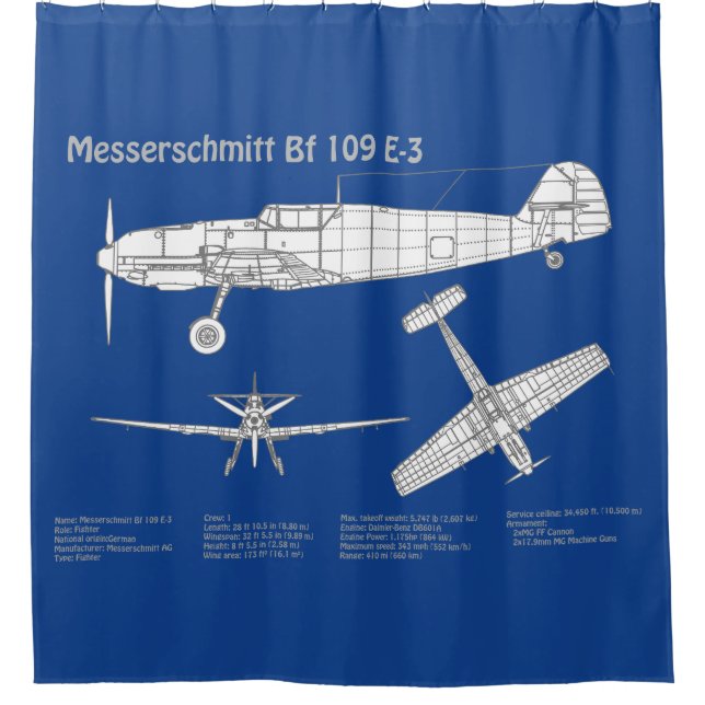 Rideaux De Douche Messerschmitt Bf 109 - Plan d'avion ABD (Devant)