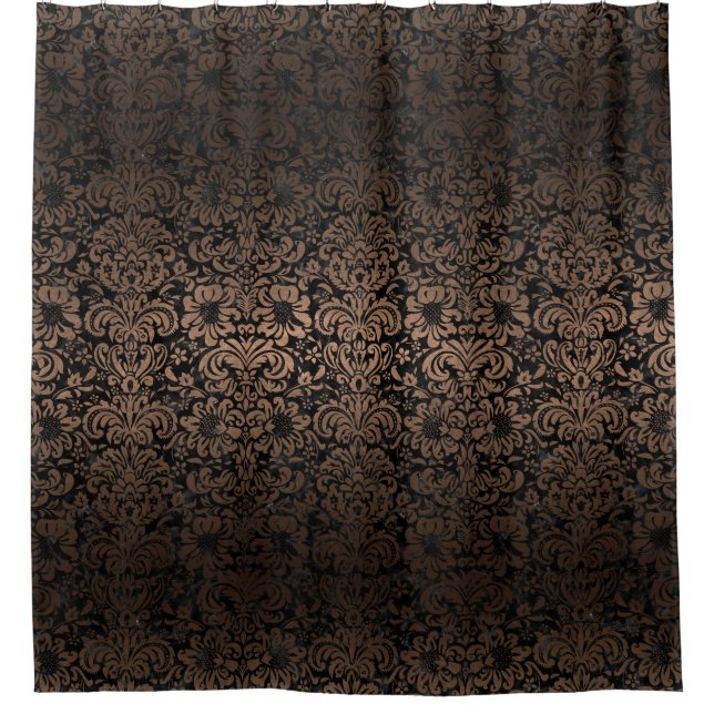 RIDEAUX DE DOUCHE MÉTAL NOIR DU MARBRE DAMASK2 ET DE BRONZE (Devant)